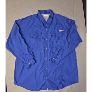Columbia PFG mens 2XL XXL Blue long Sleeve Button Down pockets